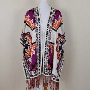 Flying Tomato Ruana Fringe Poncho NEW